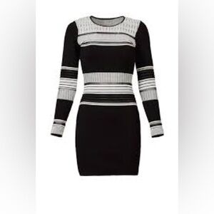 RVN Black and White Techno Grid Sheath Dress